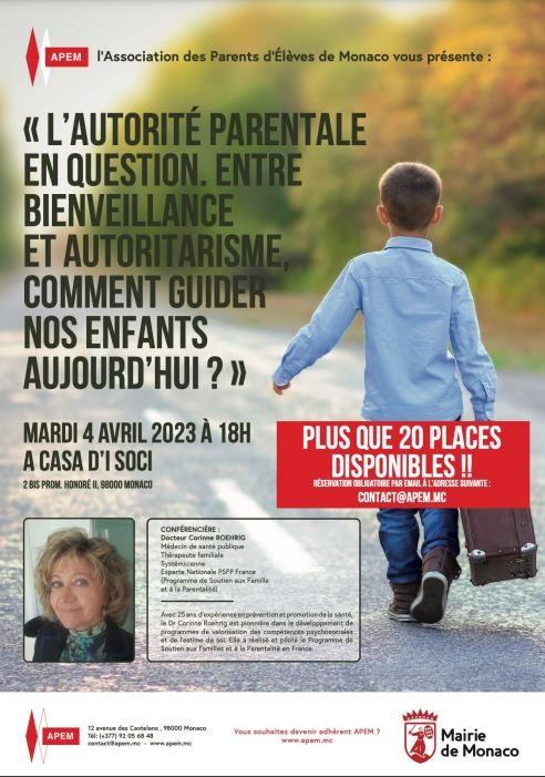 APEM - Conférence "L'autorité parentale en question. Entre bienveillance et autoritarisme" - Madi 04 avril 2023 à 18h00